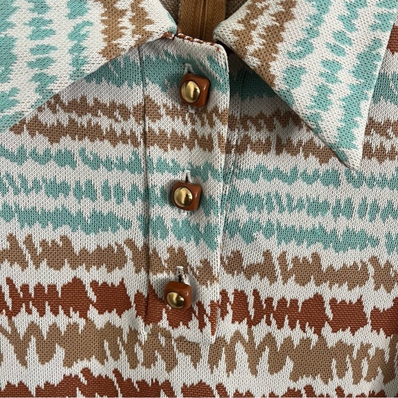 VINTAGE KIMBERLY 60s Zig Zag Stripe Mod Pointed Collar Short Sleeve Dress - Picture 8 of 11